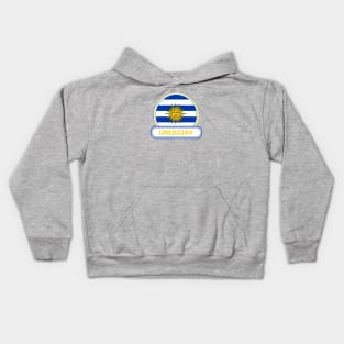 Uruguay Country Badge - Uruguay Flag Kids Hoodie